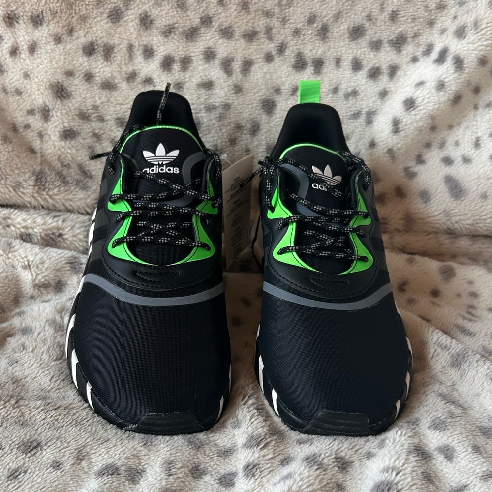 Adidas Black Sneakers with Green Highlights